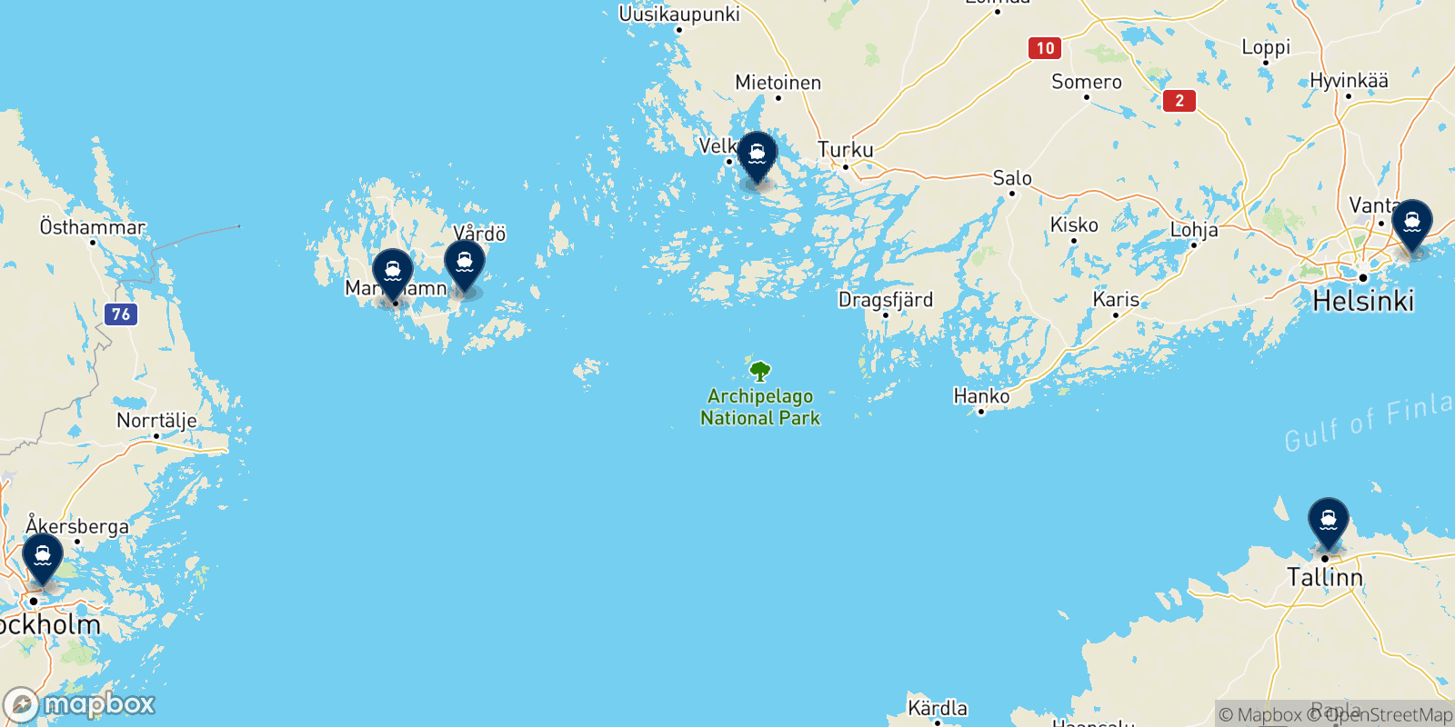 Mappa delle destinazioni Tallink Silja Line