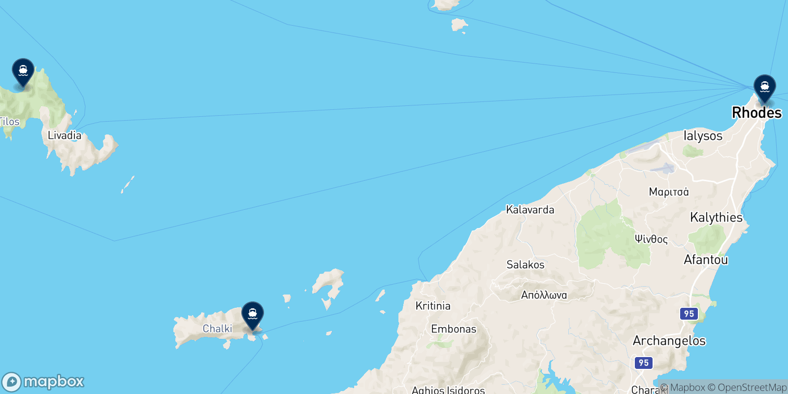 Mappa delle destinazioni Alko Ferries
