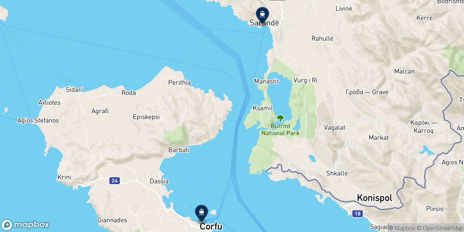 Mappa delle destinazioni Finikas Lines