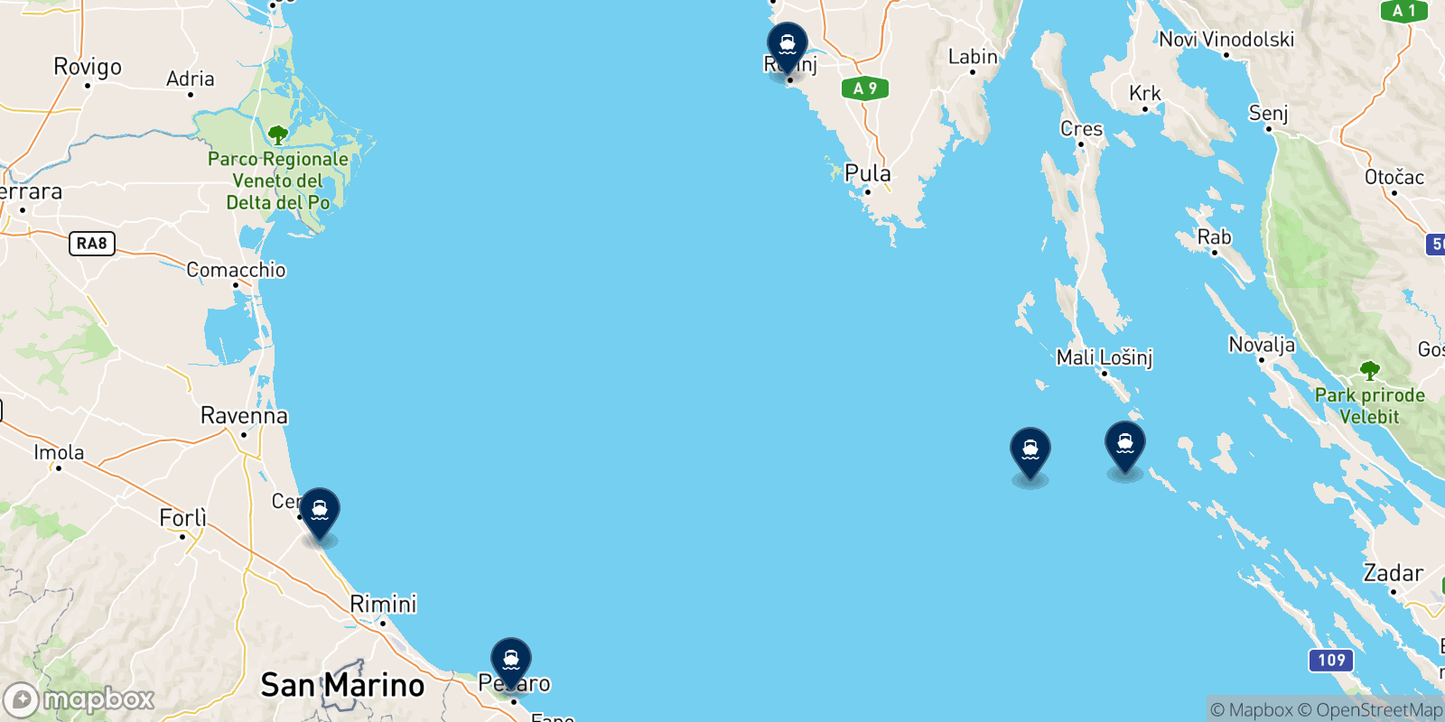 Mappa delle destinazioni Gomo Viaggi