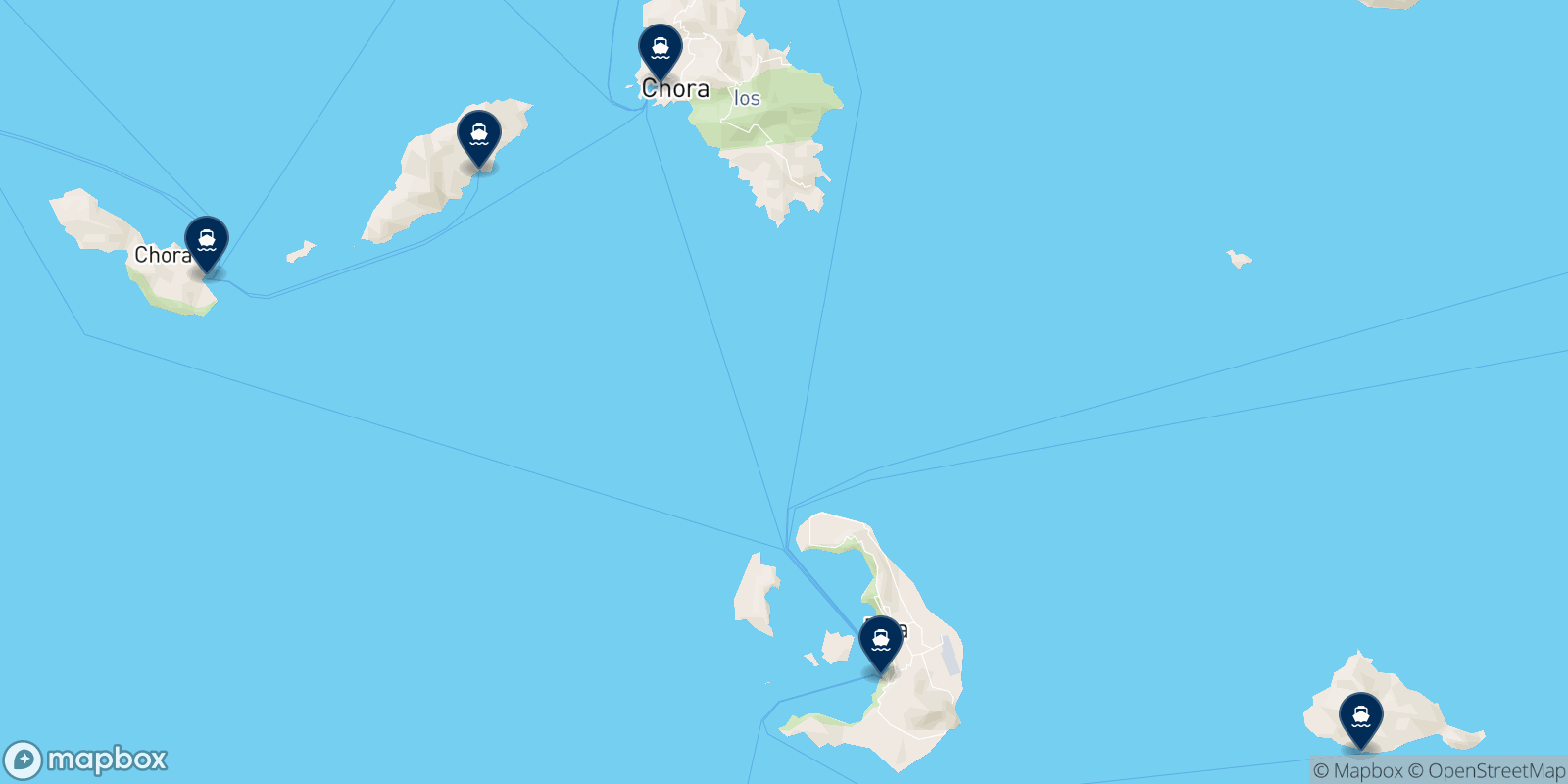 Mappa delle destinazioni Maistros Santorini