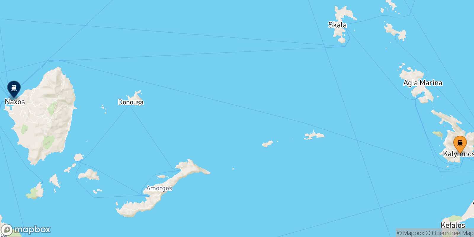 Mappa della rotta Kalymnos Naxos