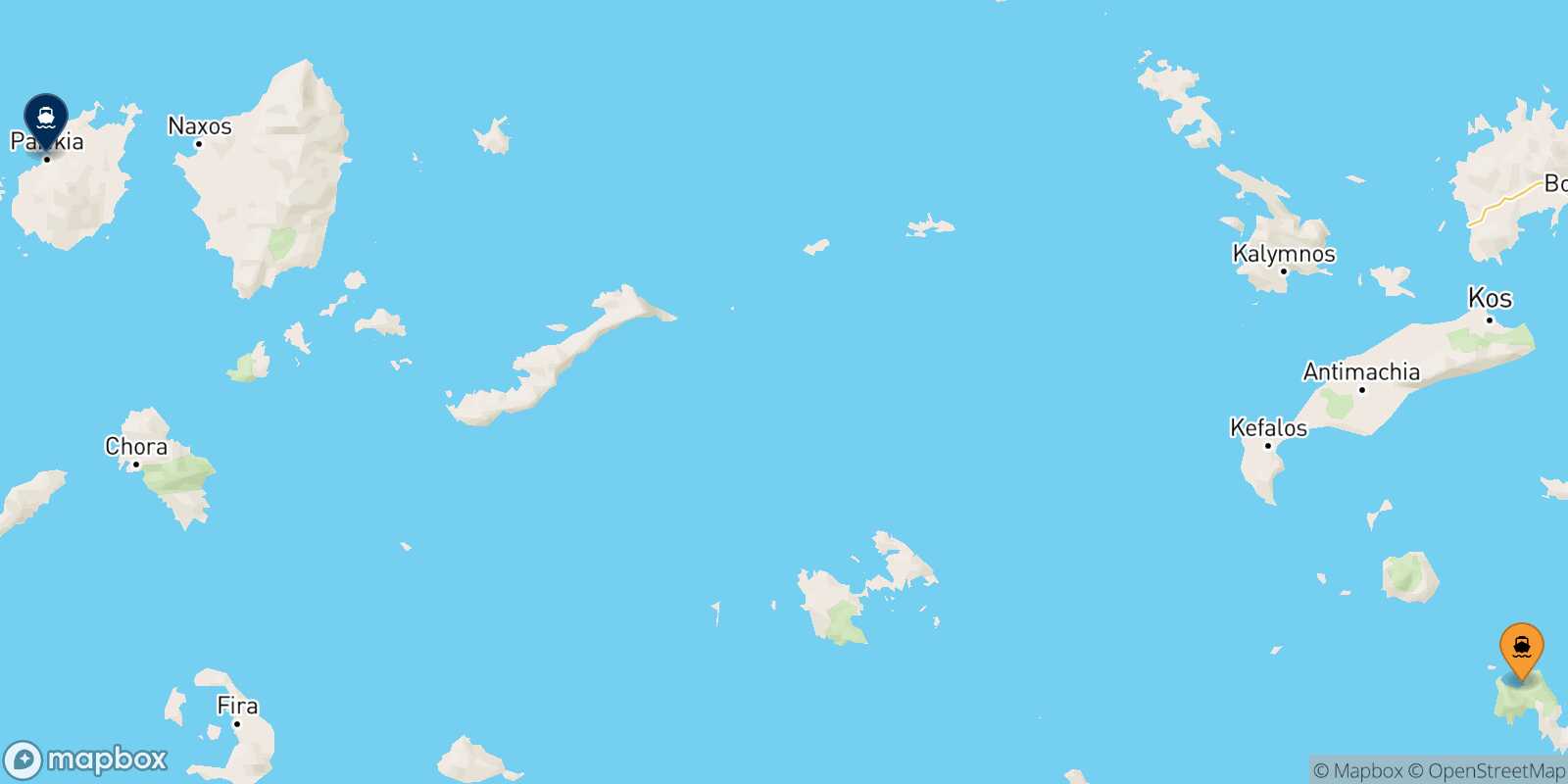 Mappa della rotta Tilos Paros