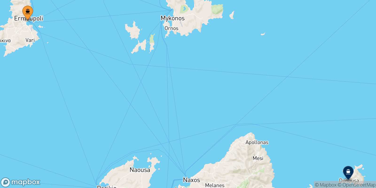 Mappa della rotta Syros Donoussa