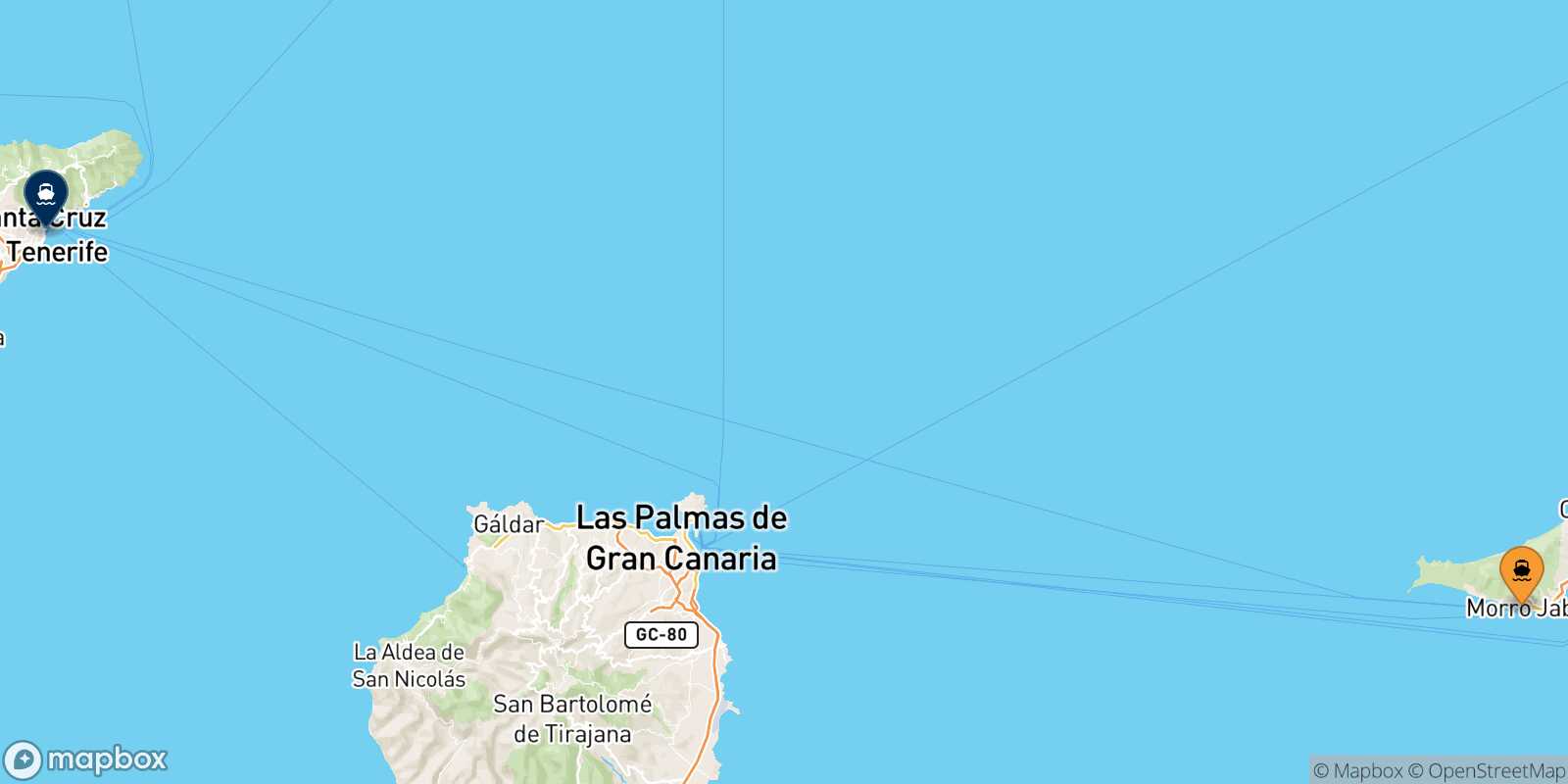 Mappa della rotta Morro Jable (Fuerteventura) Santa Cruz De Tenerife