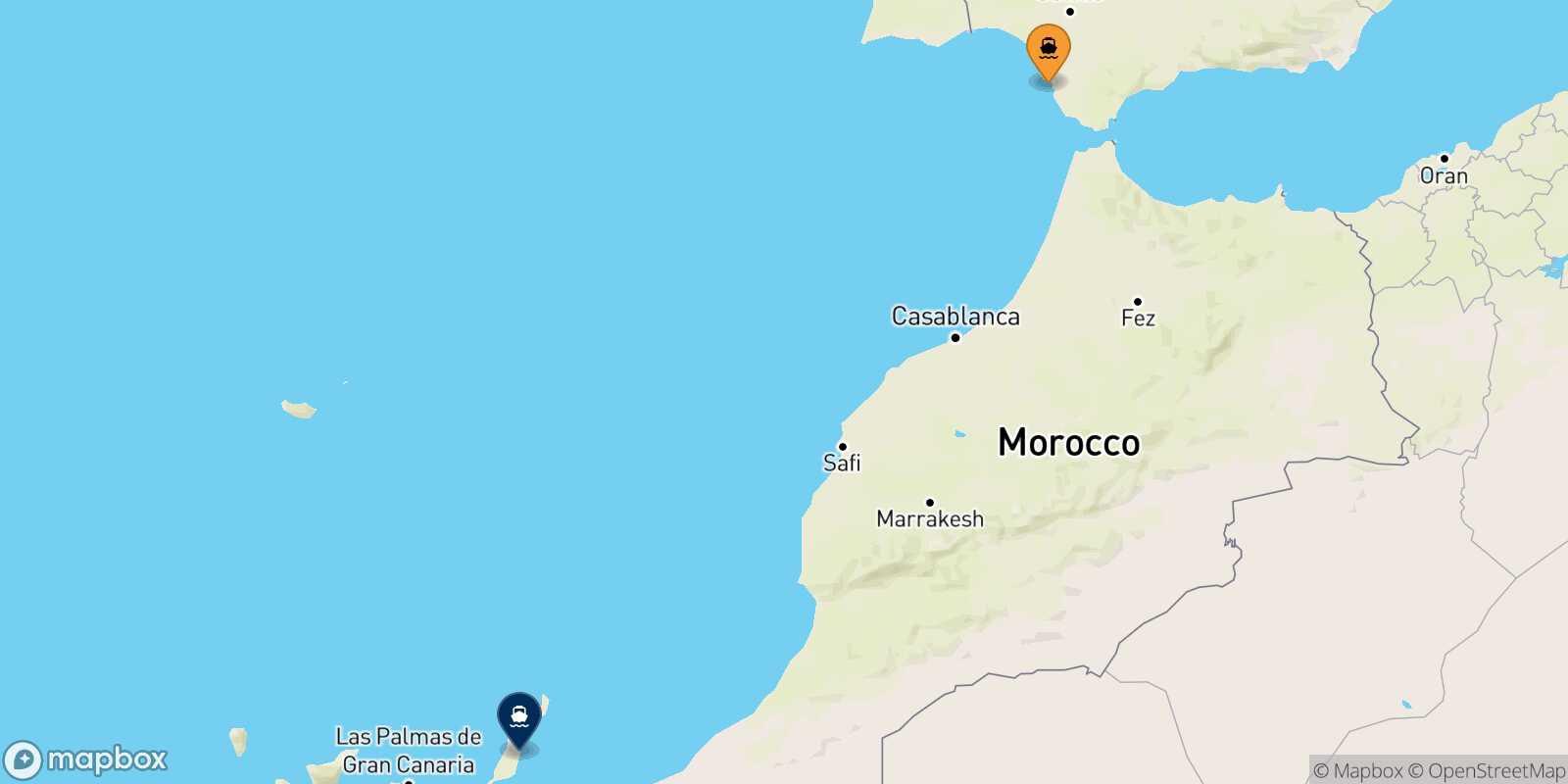 Mappa della rotta Cadice Puerto Del Rosario (Fuerteventura)