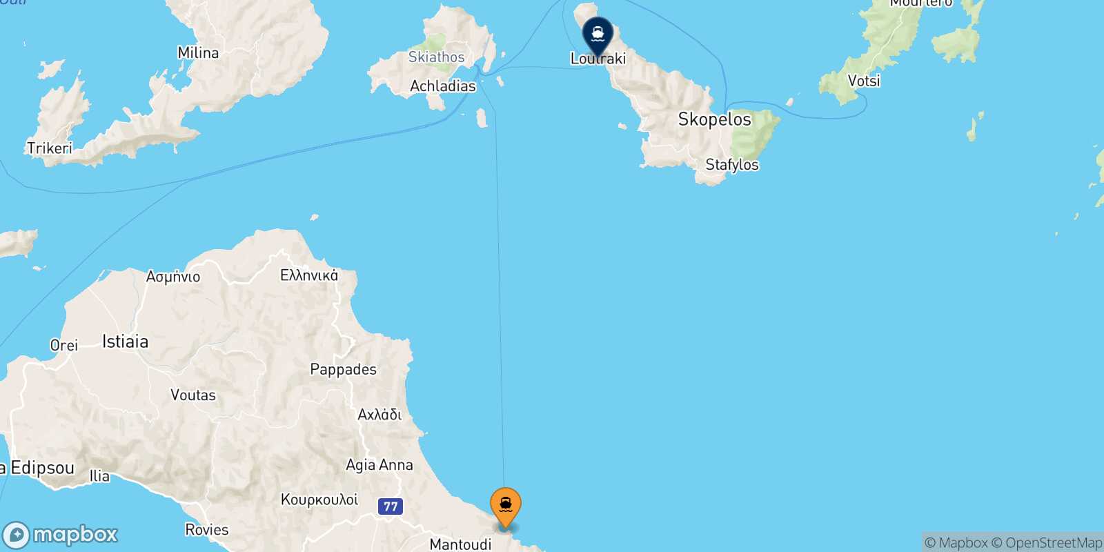 Mappa della rotta Mantoudi (Evia) Agnontas (Skopelos)