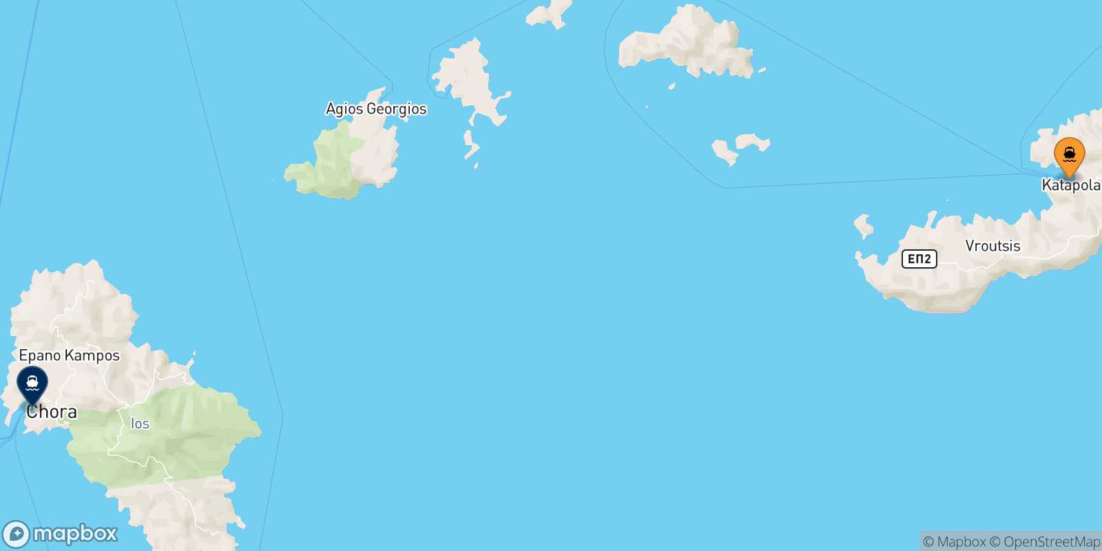 Mappa della rotta Katapola (Amorgos) Ios