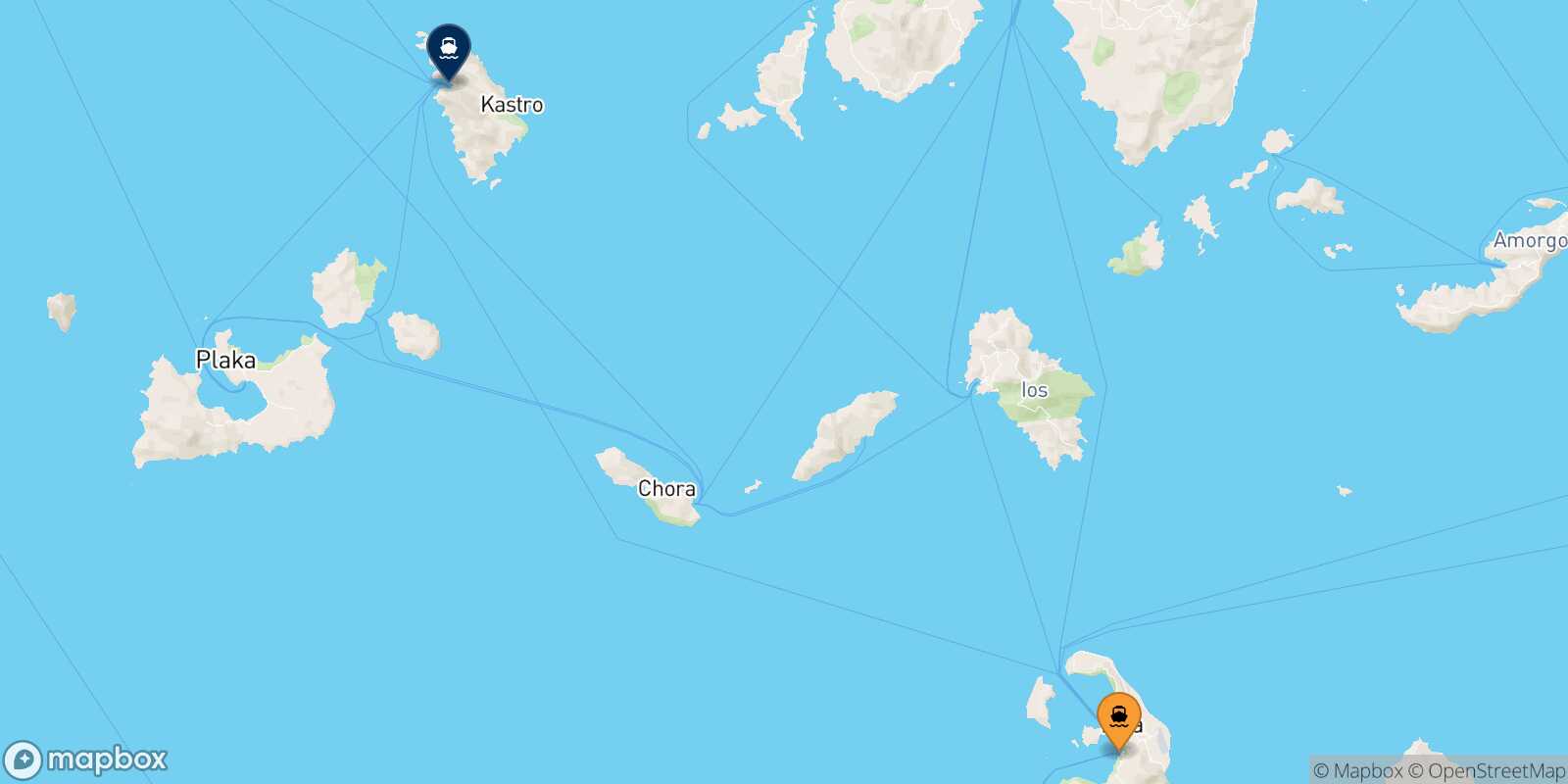 Mappa della rotta Santorini Sifnos