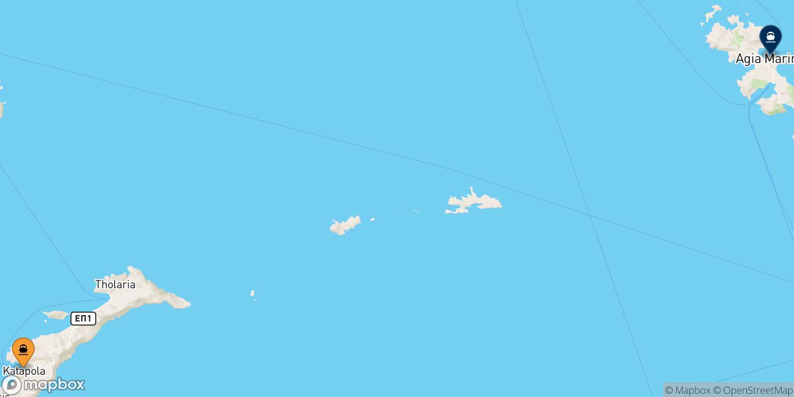 Mappa della rotta Katapola (Amorgos) Leros