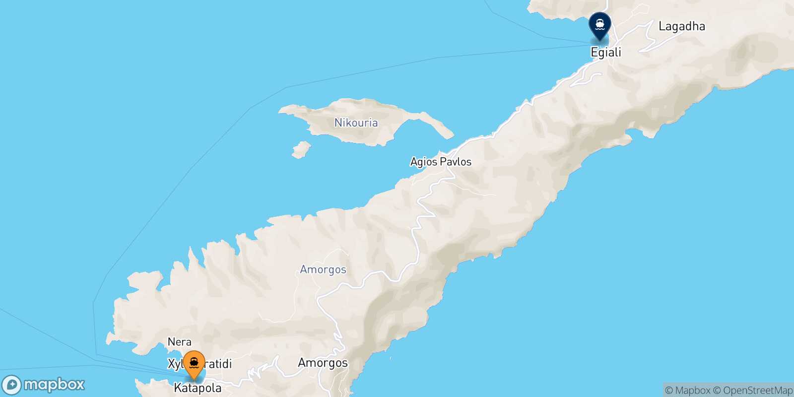 Mappa della rotta Katapola (Amorgos) Aegiali (Amorgos)