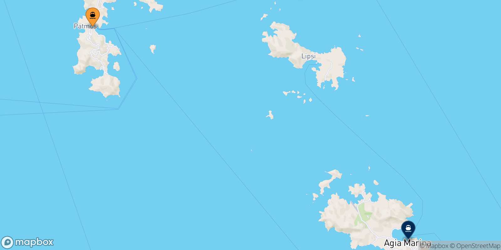 Mappa della rotta Patmos Leros