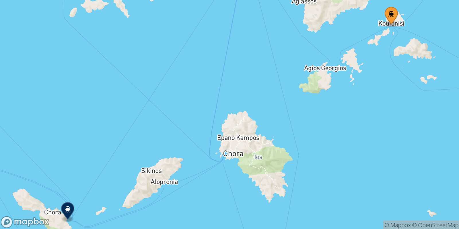 Mappa della rotta Koufonissi Folegandros