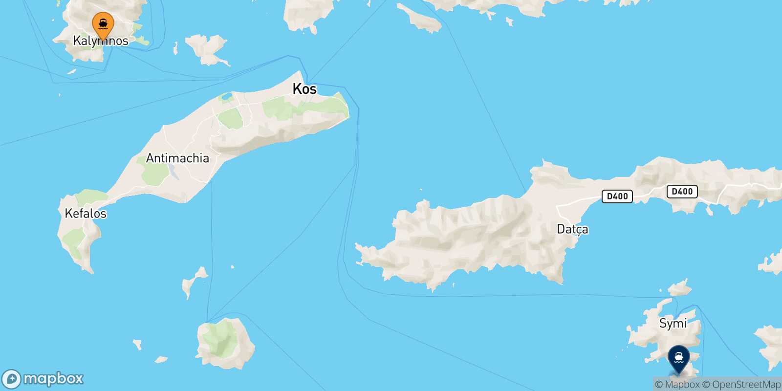Mappa della rotta Kalymnos Panormitis (Symi)