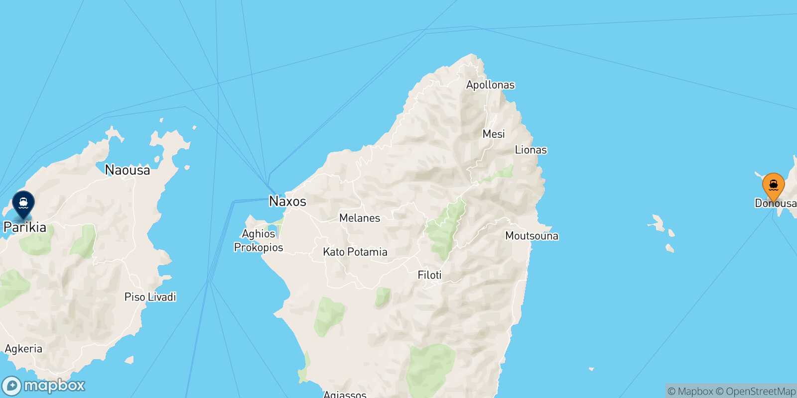 Mappa della rotta Donoussa Paros