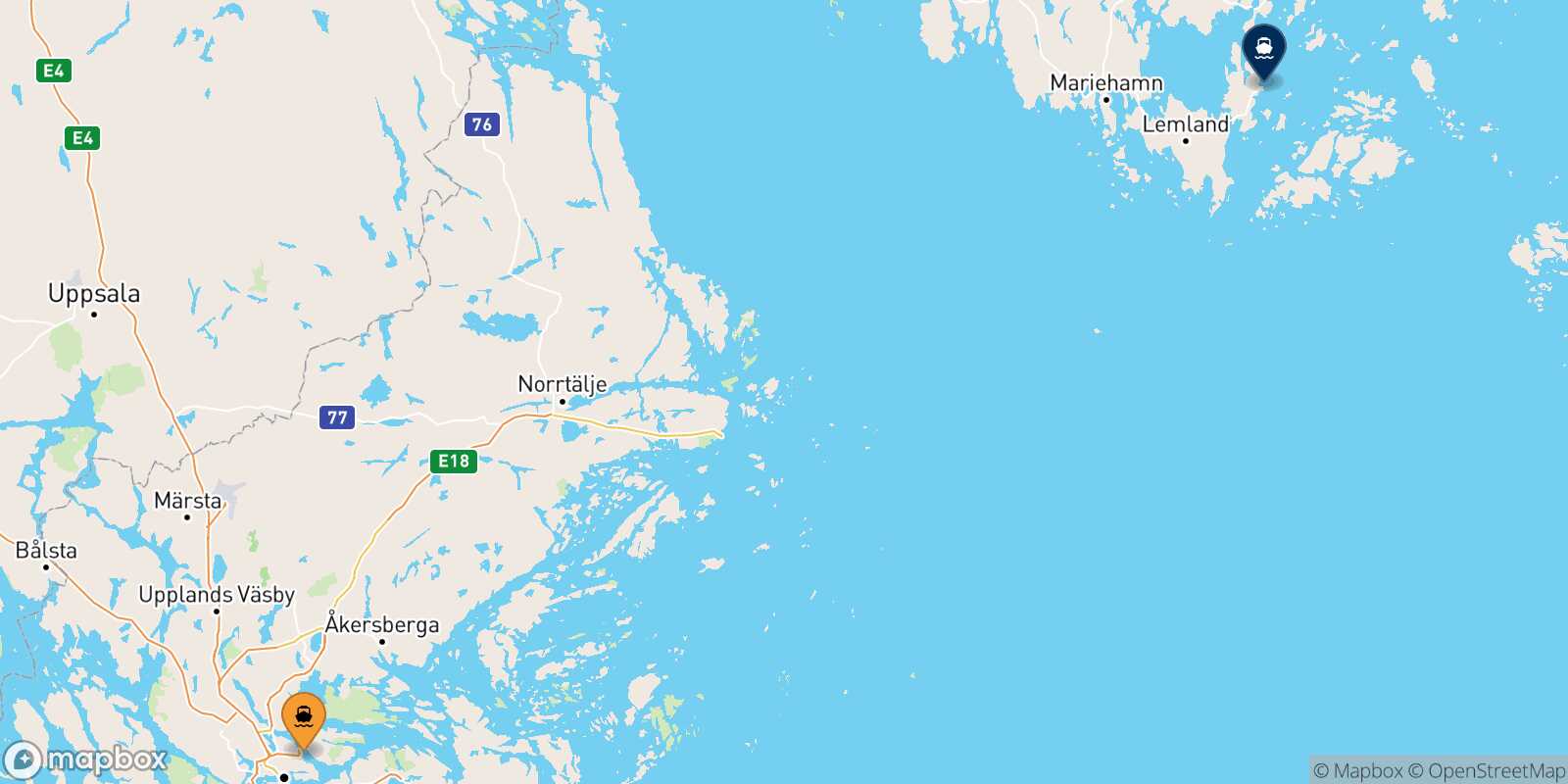 Mappa della rotta Stoccolma Långnäs