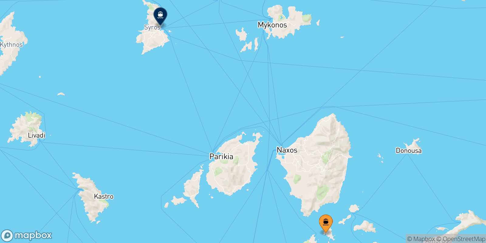 Mappa della rotta Schinoussa Syros