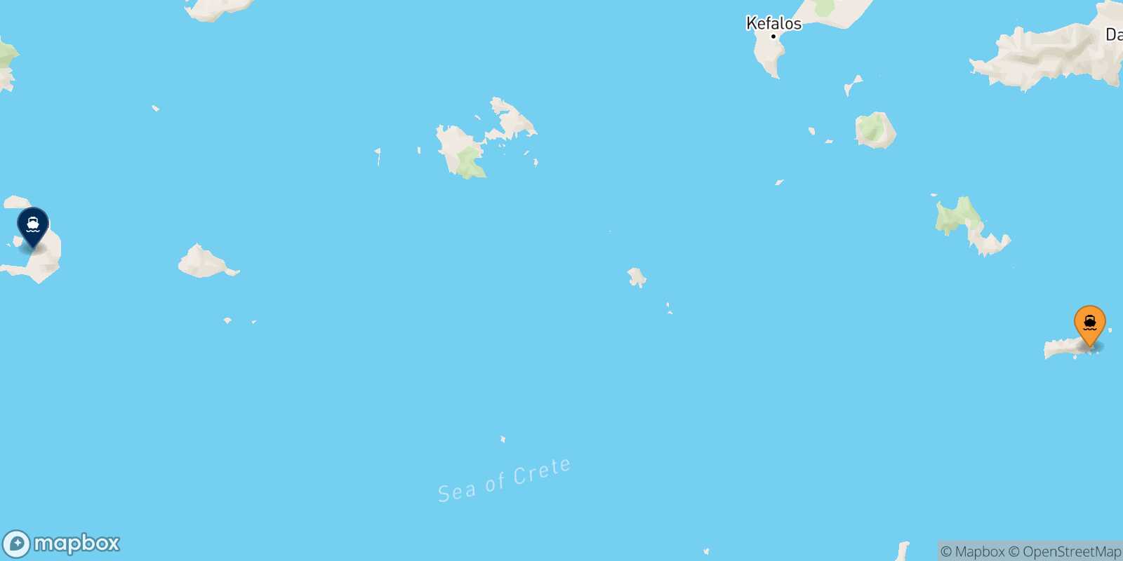 Mappa della rotta Chalki Santorini