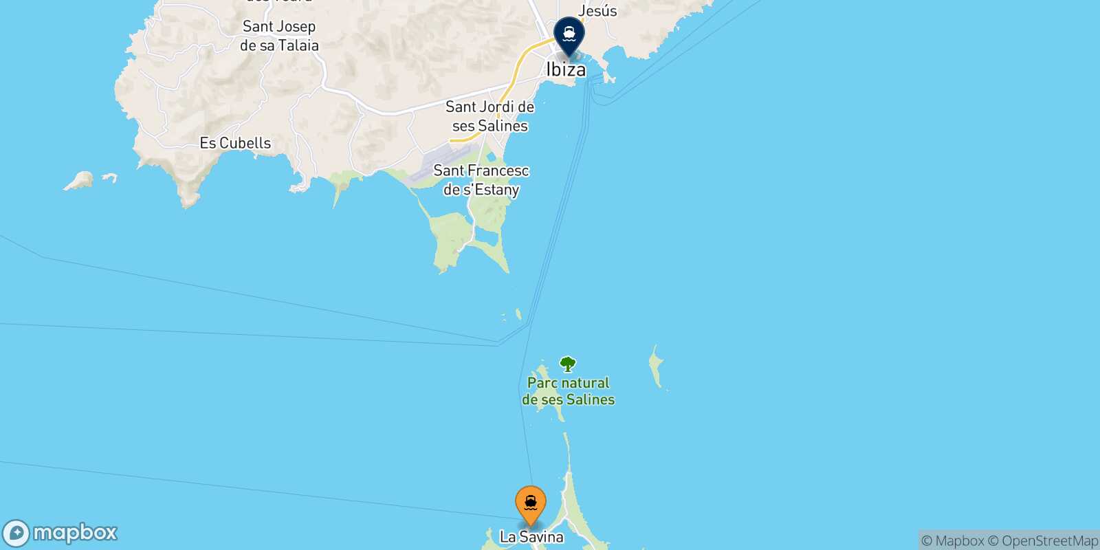 Mappa della rotta Formentera Ibiza