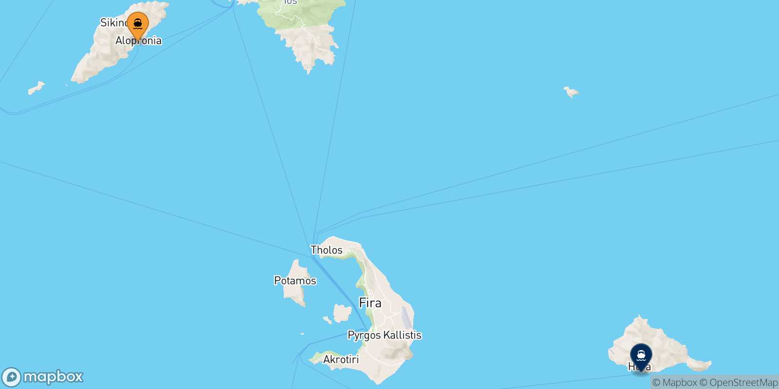 Mappa della rotta Sikinos Anafi