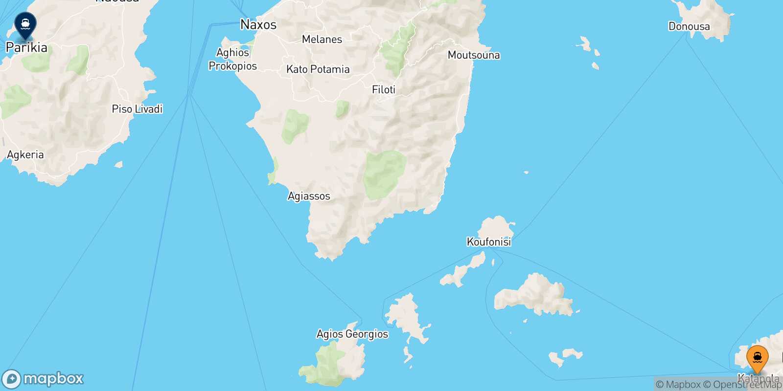 Mappa della rotta Katapola (Amorgos) Paros