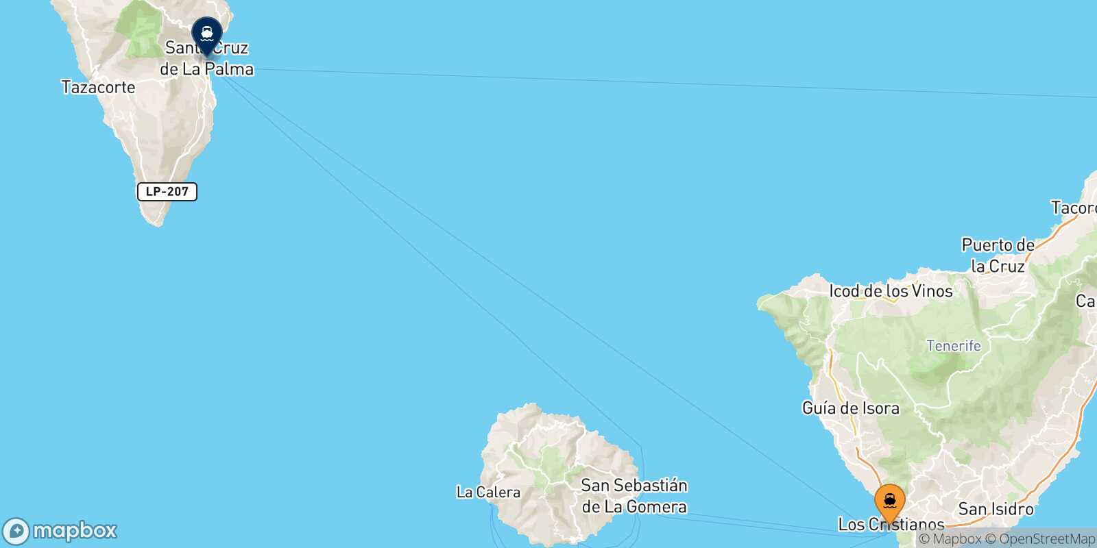 Mappa della rotta Los Cristianos (Tenerife) Santa Cruz De La Palma