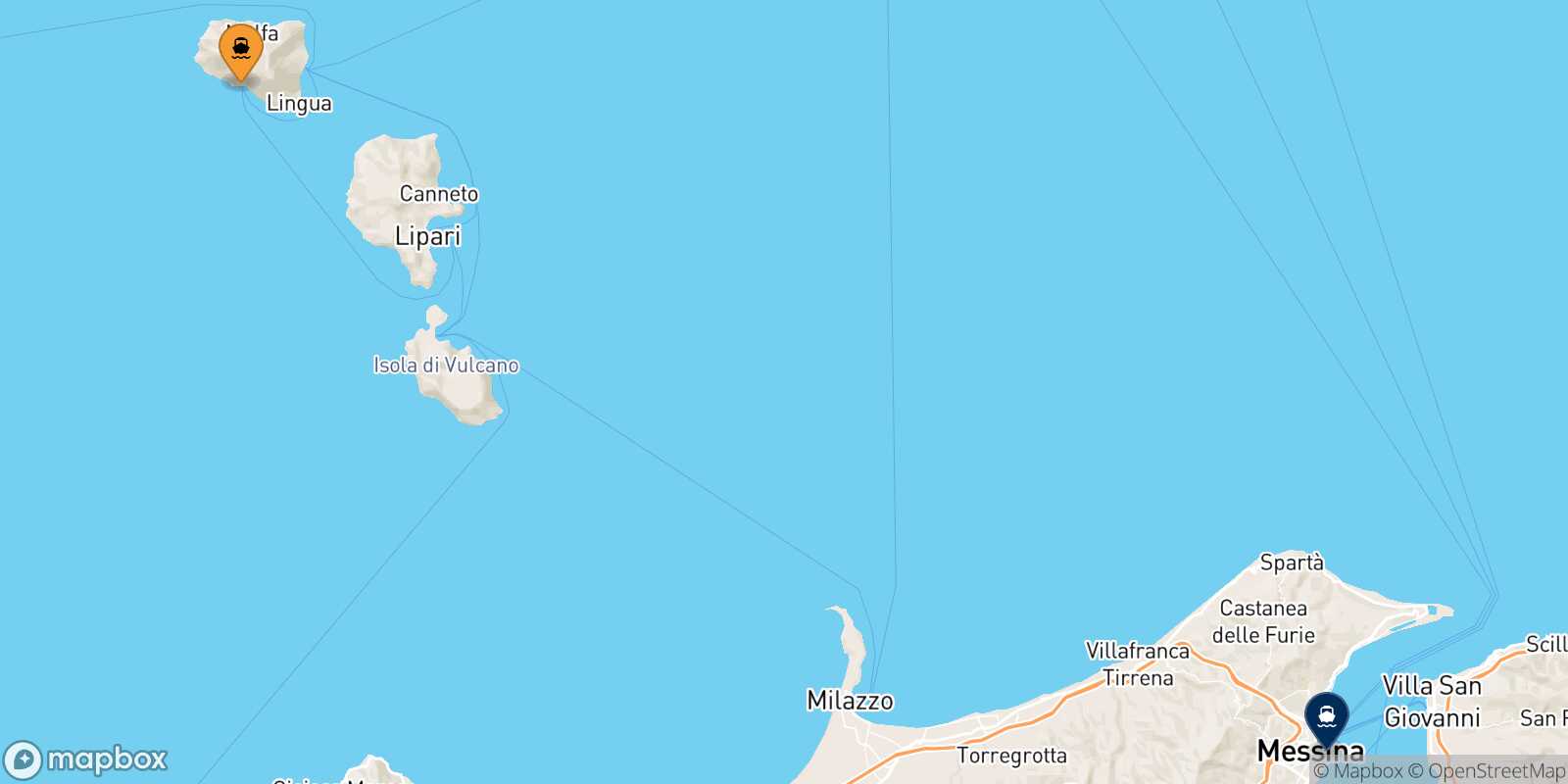Mappa della rotta Rinella (Salina) Messina
