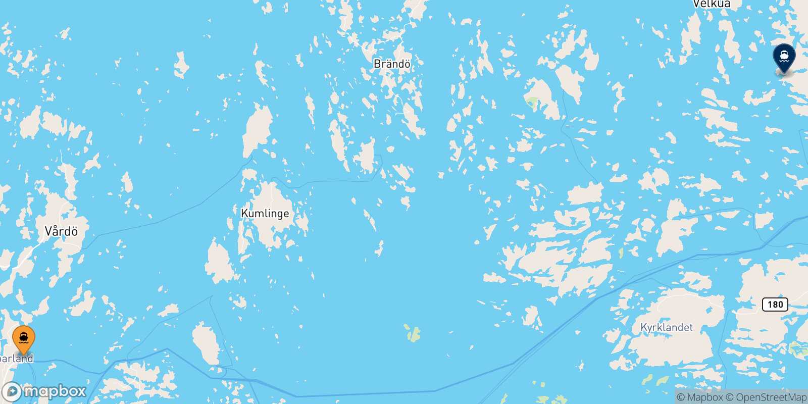 Mappa della rotta Långnäs Naantali