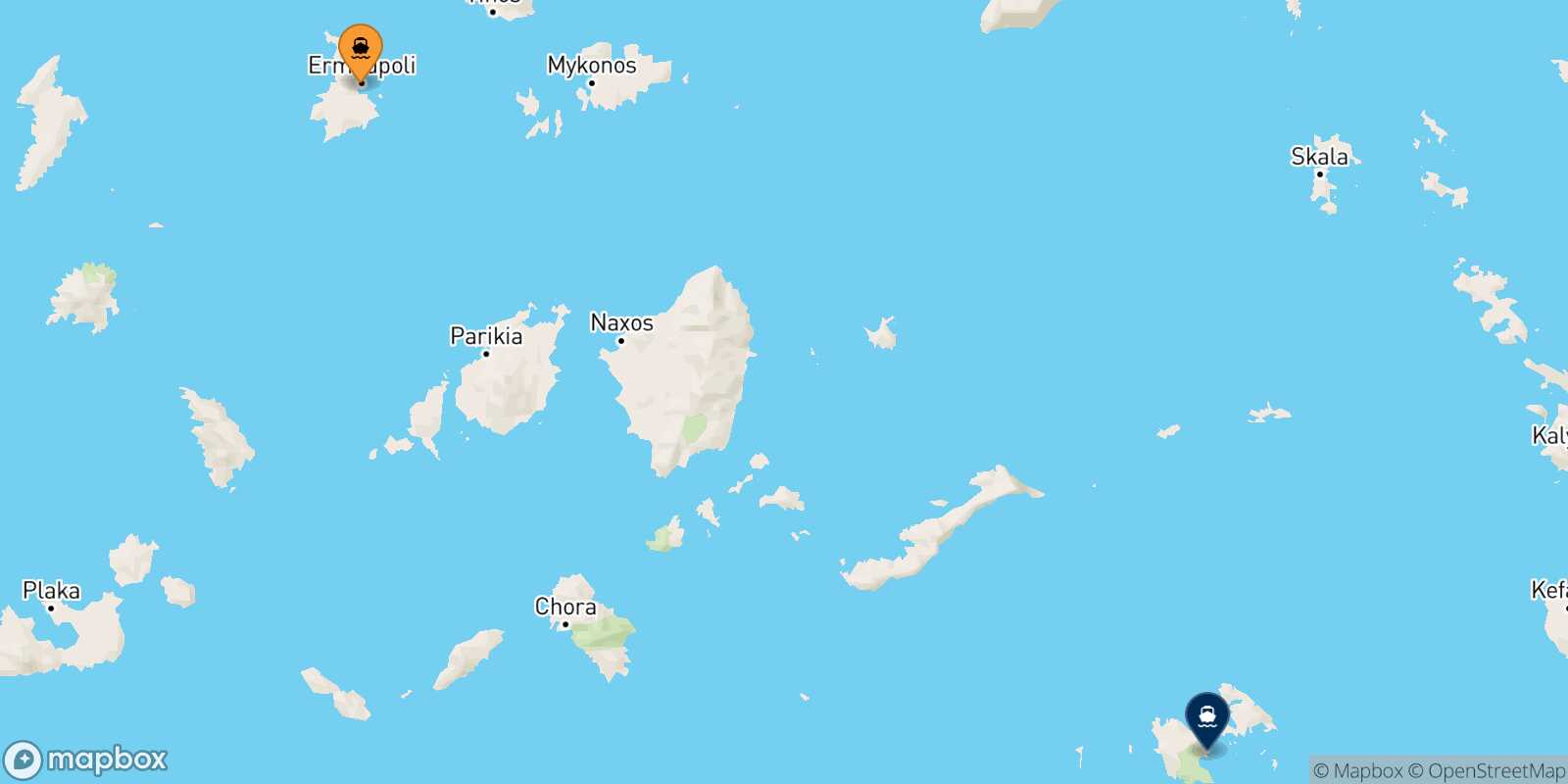 Mappa della rotta Syros Astypalea