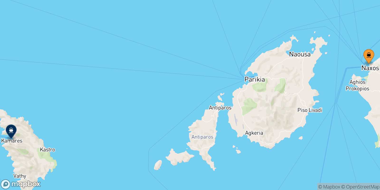 Mappa della rotta Naxos Sifnos