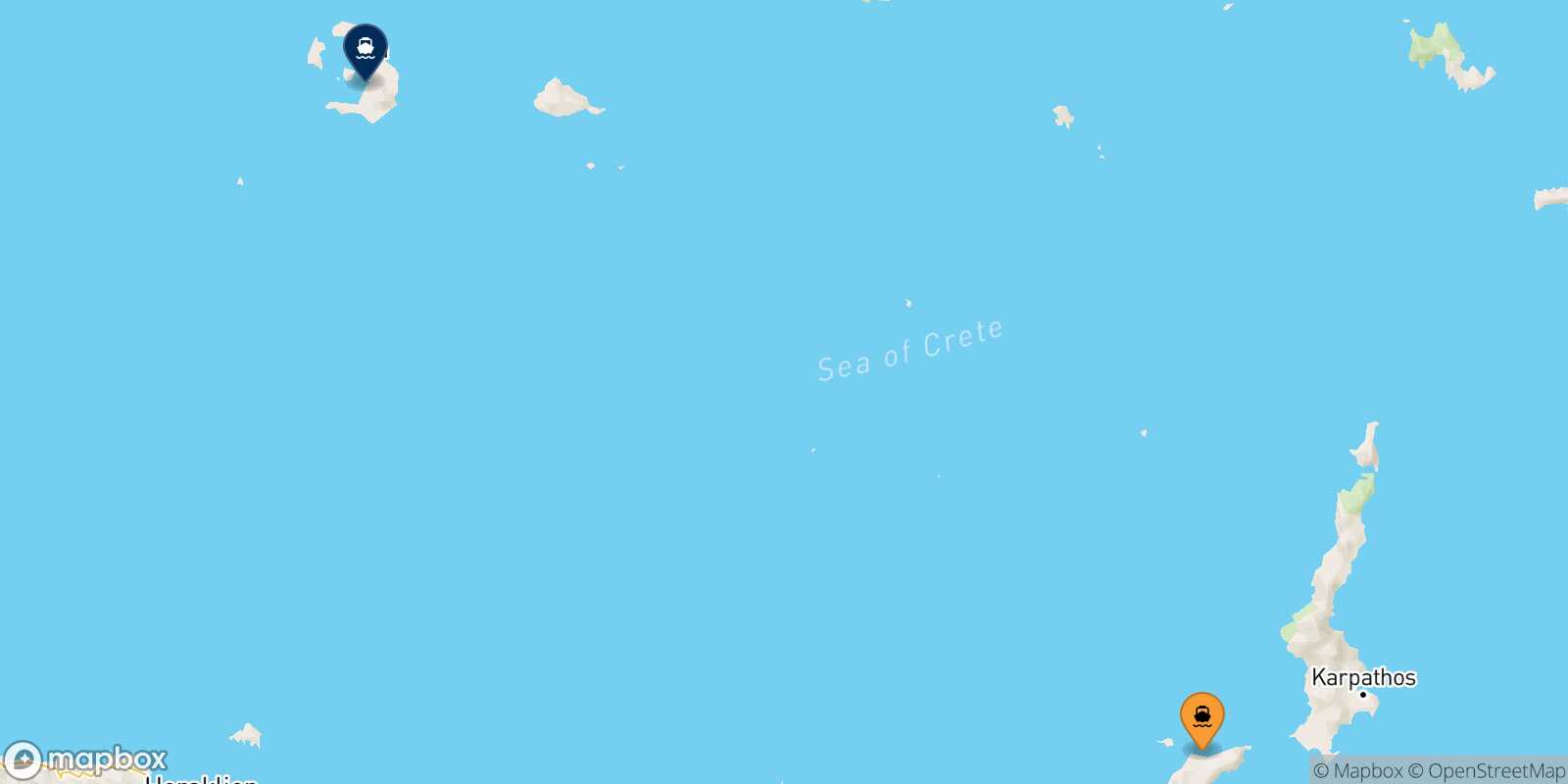 Mappa della rotta Kasos Santorini