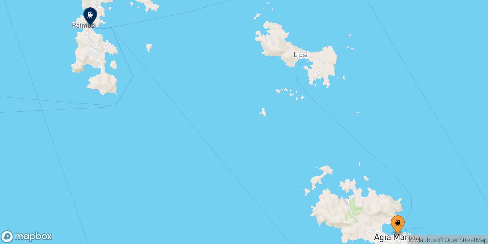 Mappa della rotta Leros Patmos