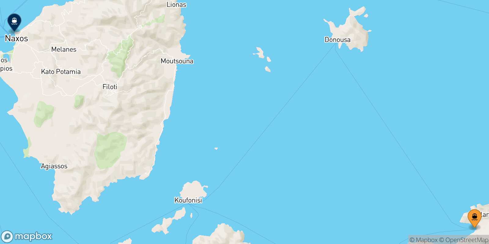 Mappa della rotta Aegiali (Amorgos) Naxos