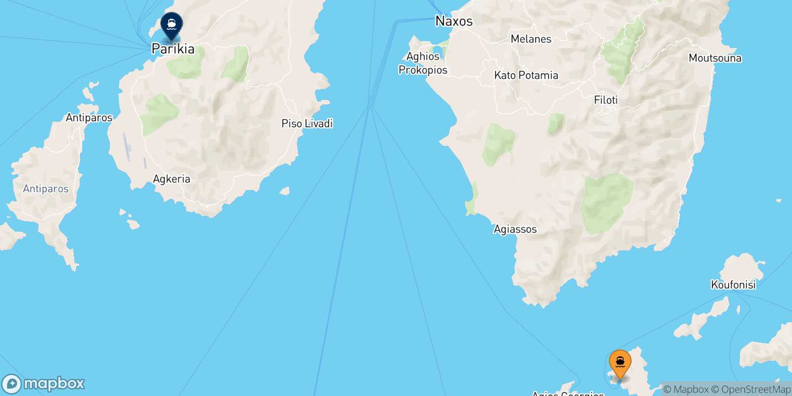 Mappa della rotta Schinoussa Paros