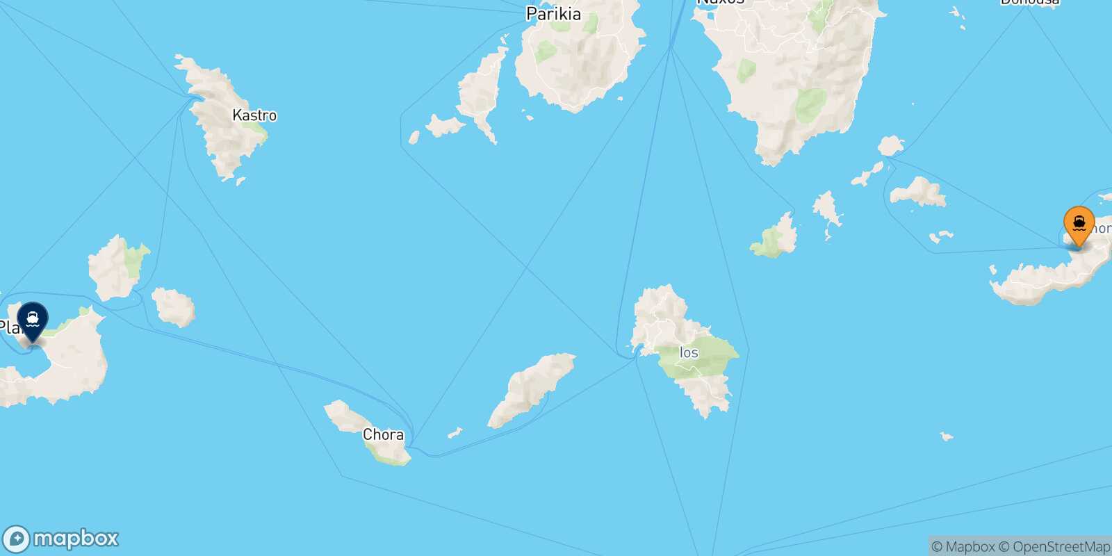 Mappa della rotta Katapola (Amorgos) Milos