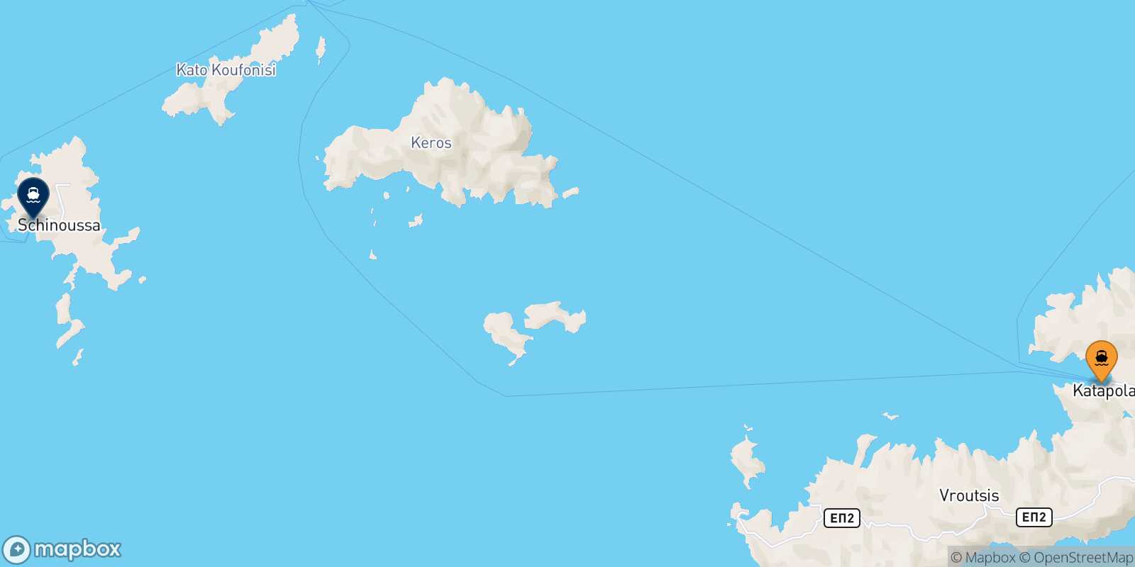 Mappa della rotta Katapola (Amorgos) Schinoussa