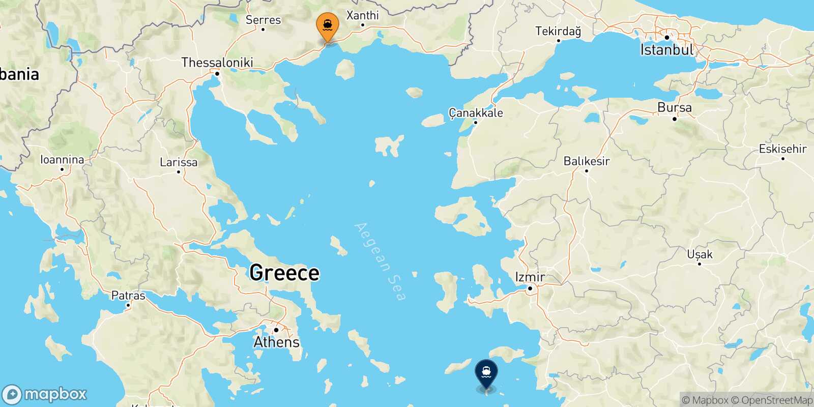 Mappa della rotta Kavala Patmos