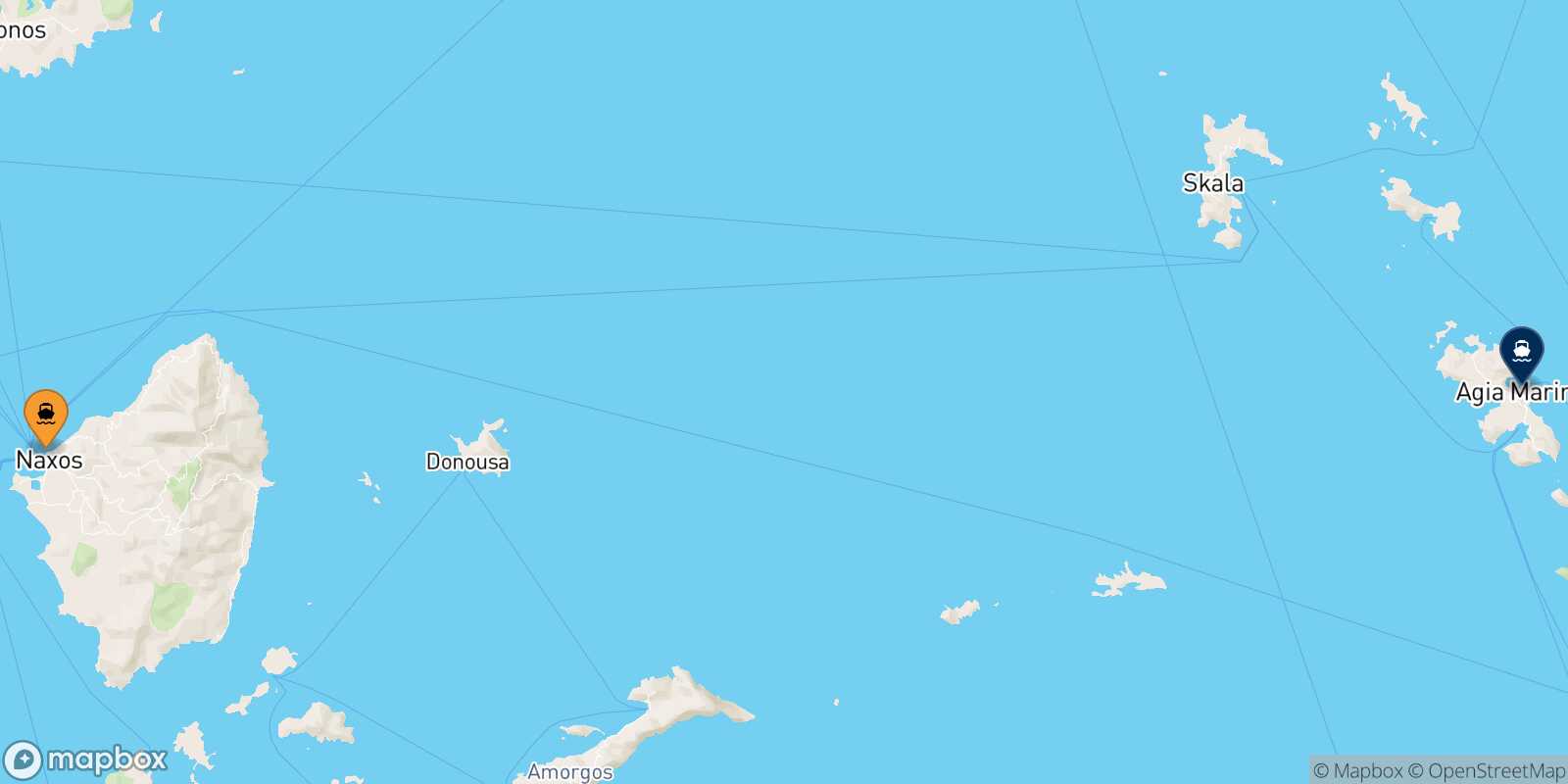 Mappa della rotta Naxos Leros