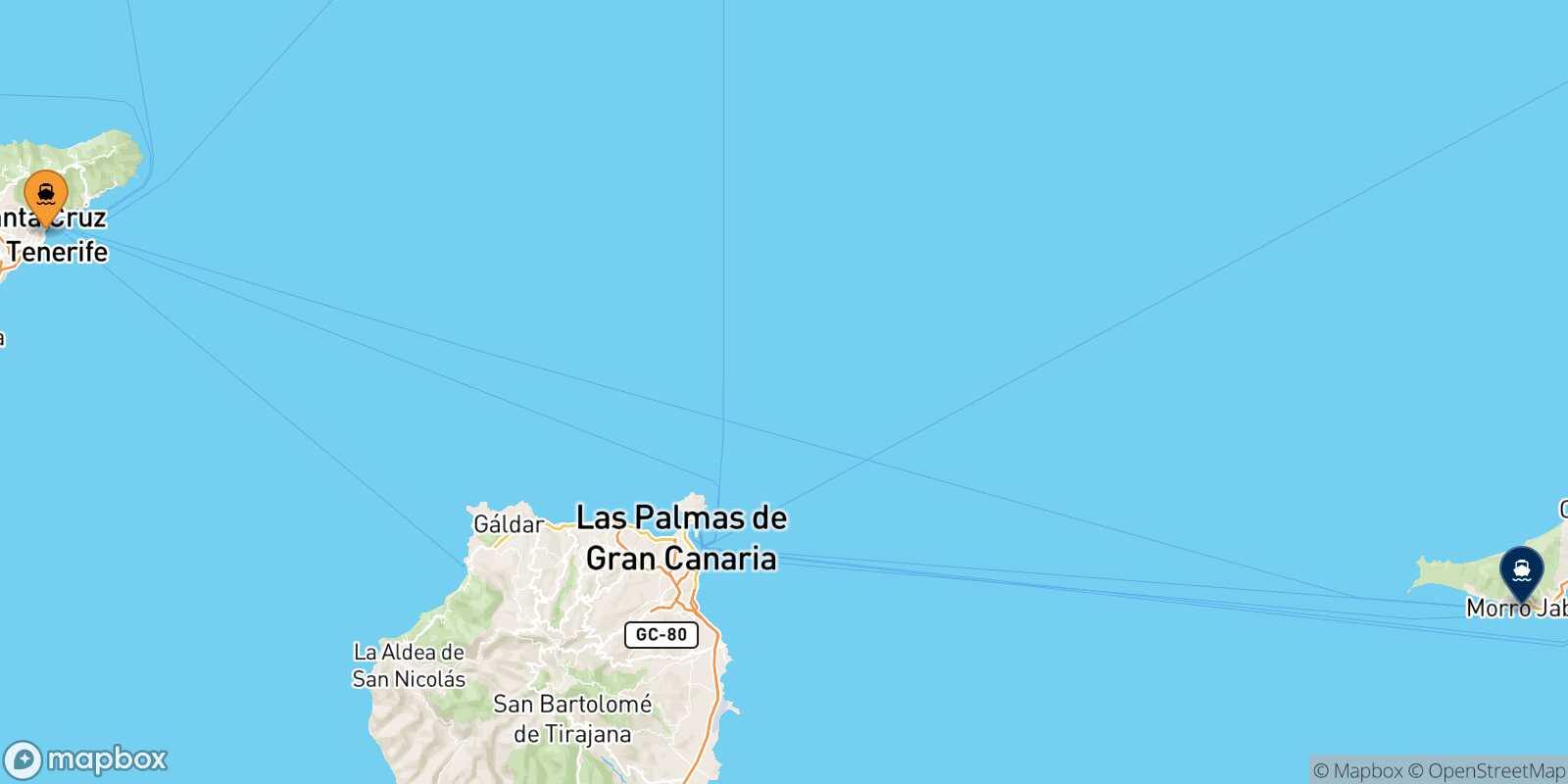 Mappa della rotta Santa Cruz De Tenerife Morro Jable (Fuerteventura)