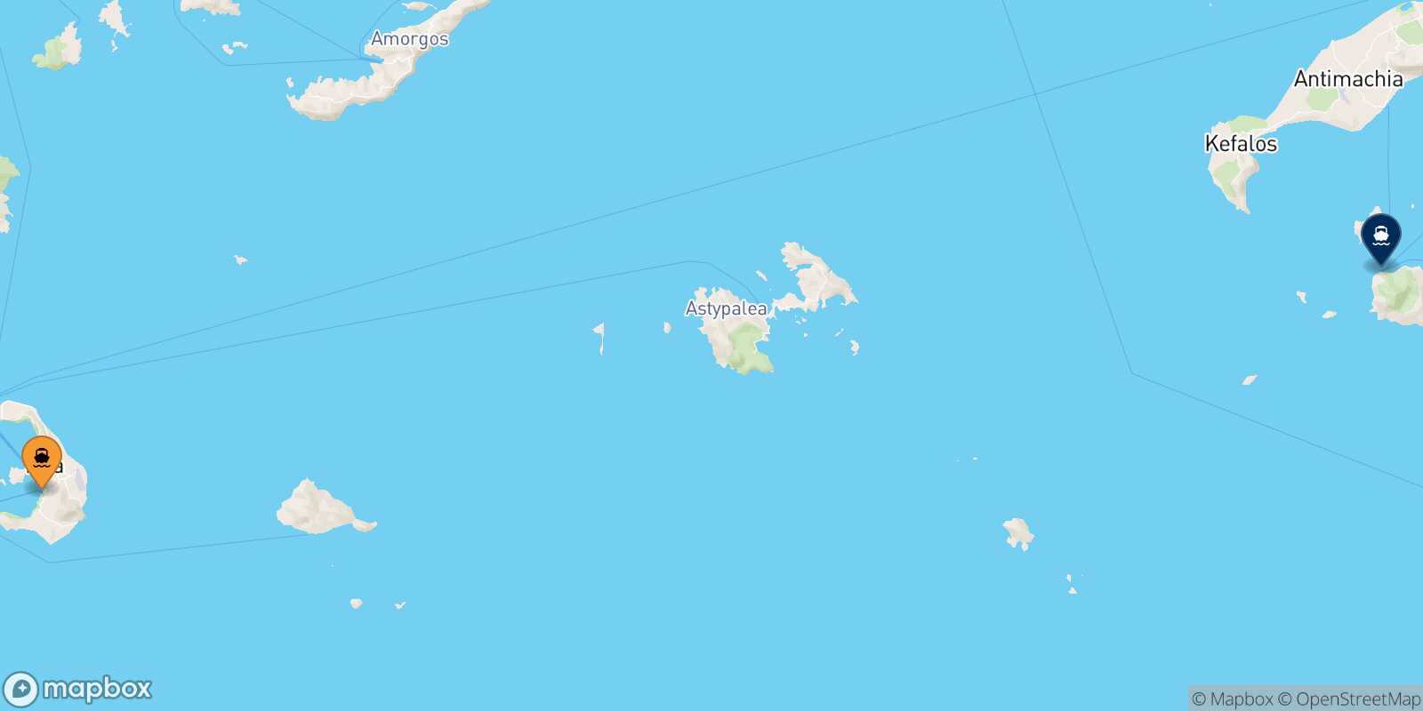 Mappa della rotta Santorini Nisyros