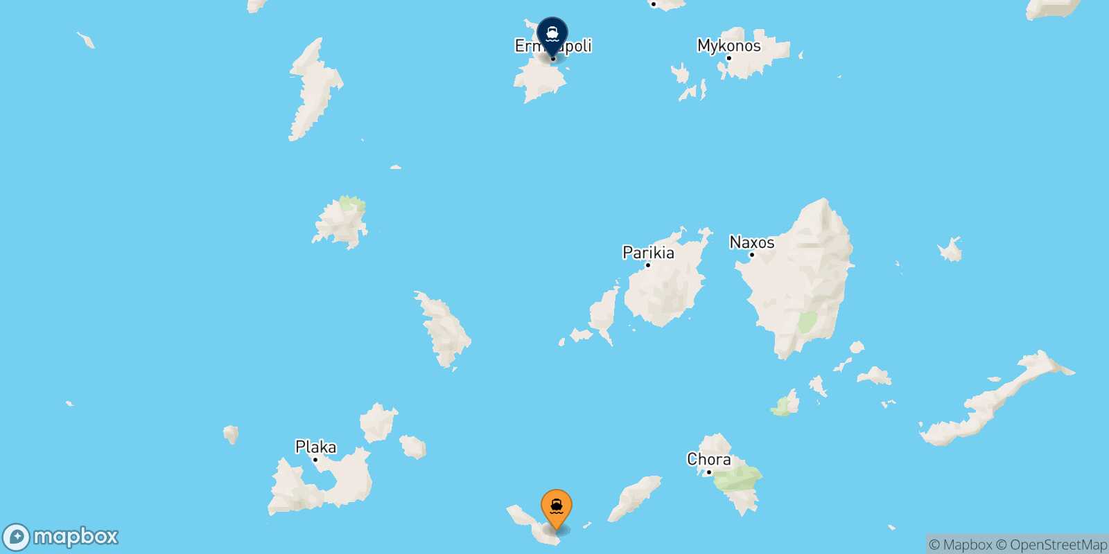 Mappa della rotta Folegandros Syros