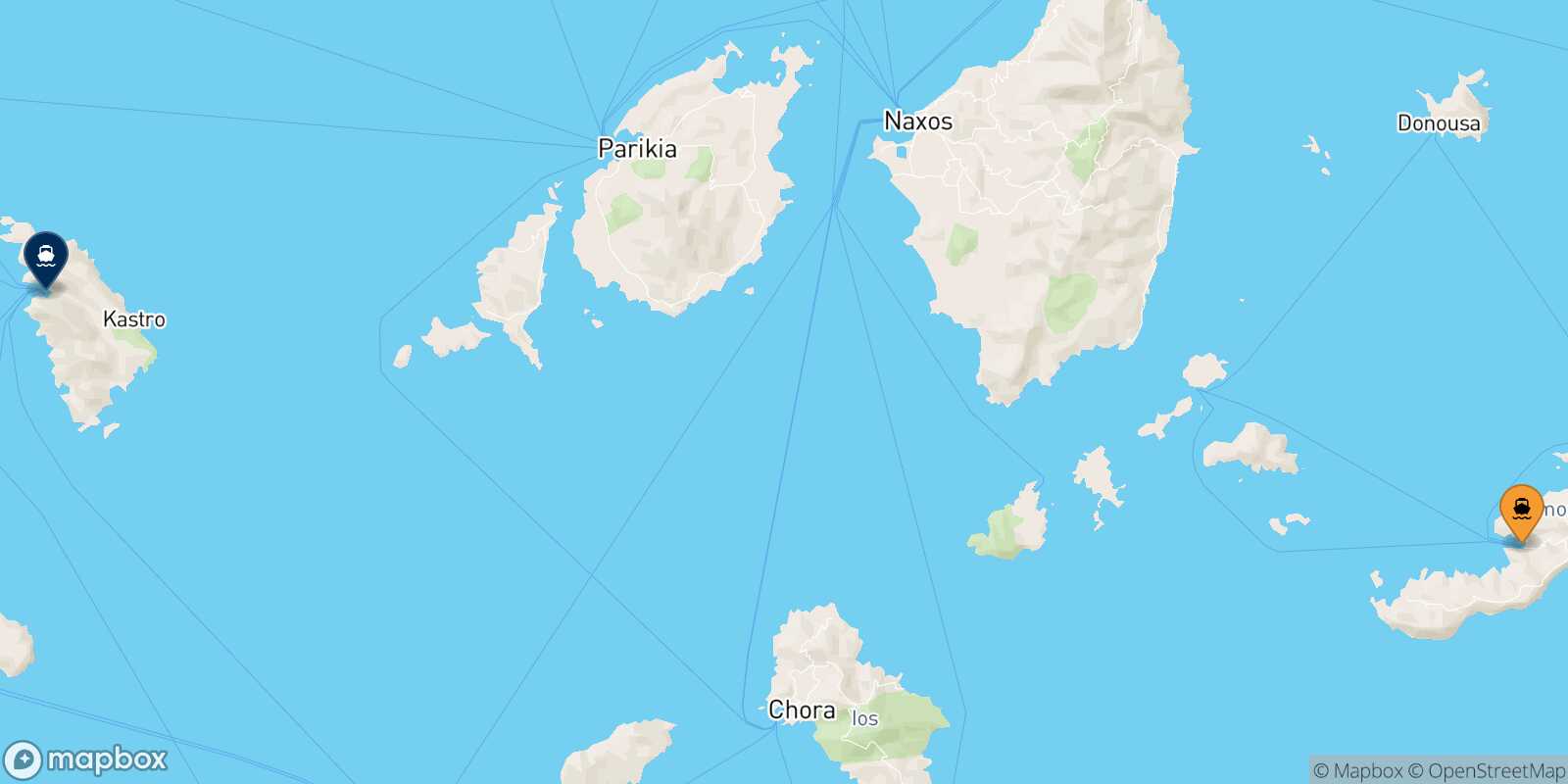 Mappa della rotta Katapola (Amorgos) Sifnos