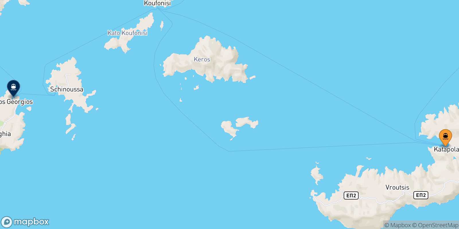 Mappa della rotta Katapola (Amorgos) Iraklia
