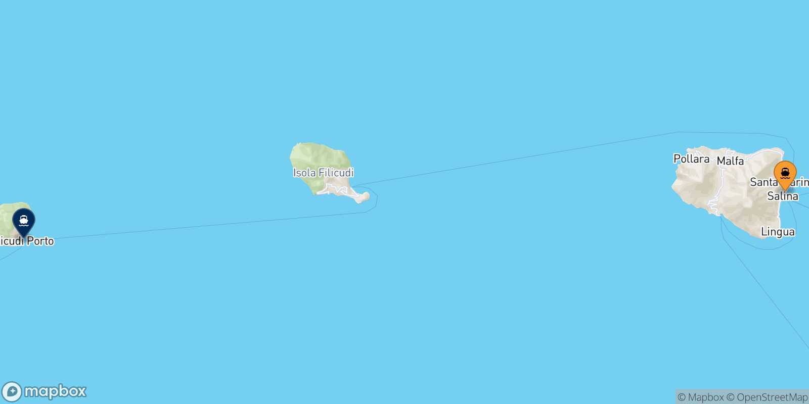 Mappa della rotta Santa Marina (Salina) Alicudi