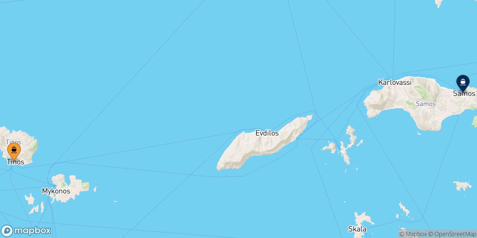 Mappa della rotta Tinos Vathi (Samos)