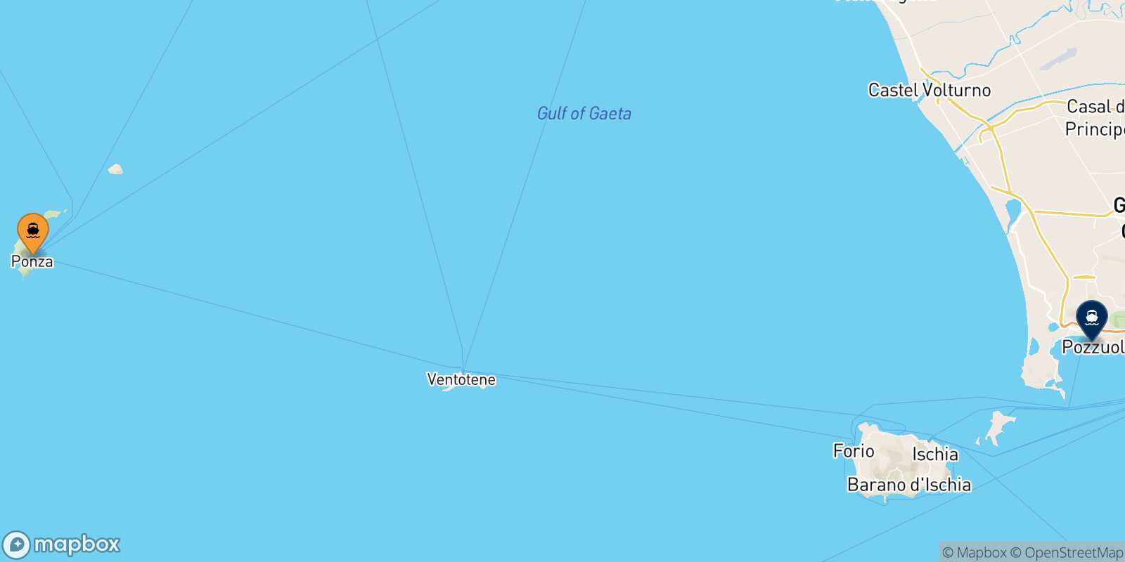 Mappa della rotta Ponza Casamicciola (Ischia)