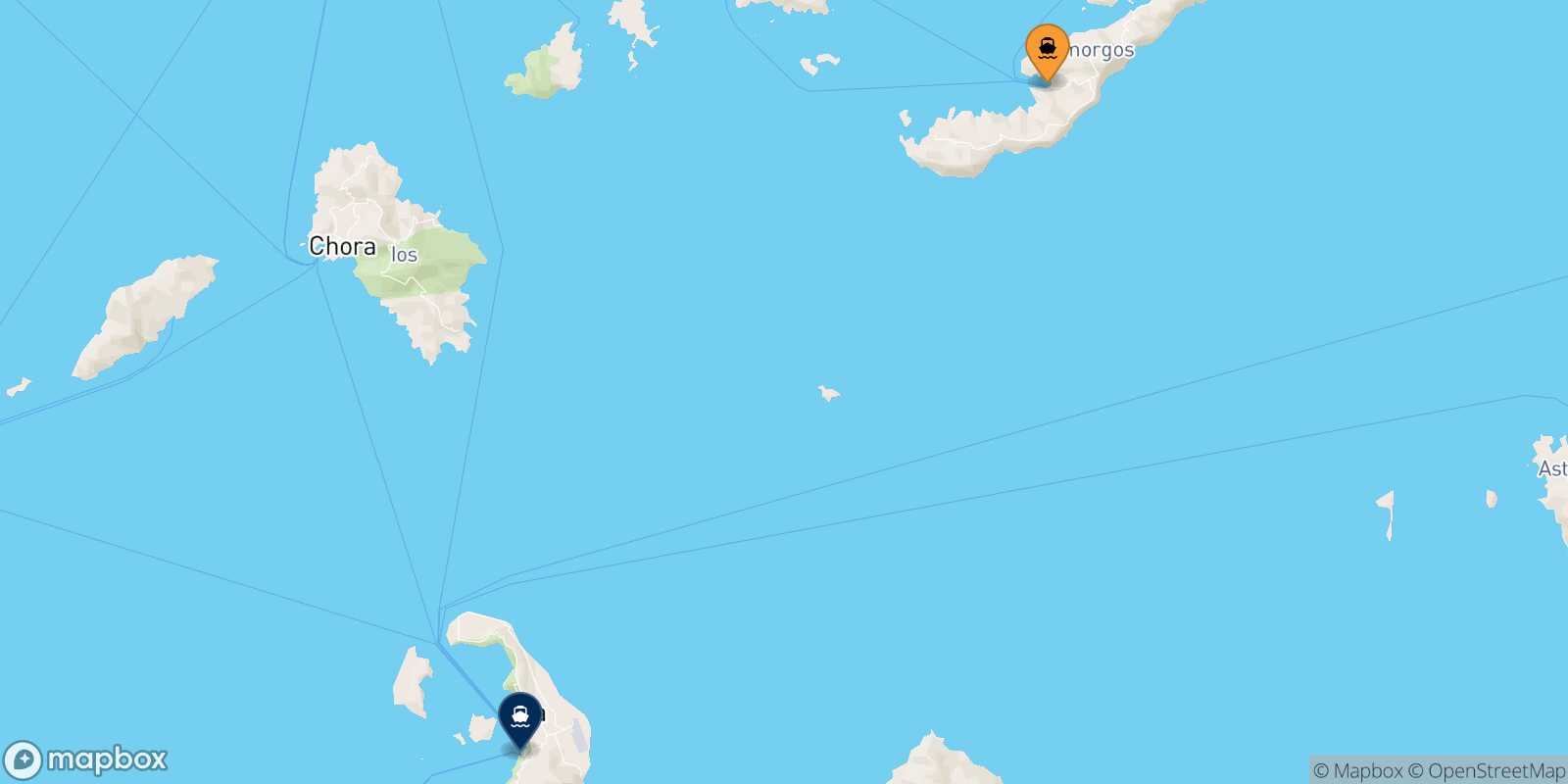 Mappa della rotta Katapola (Amorgos) Santorini