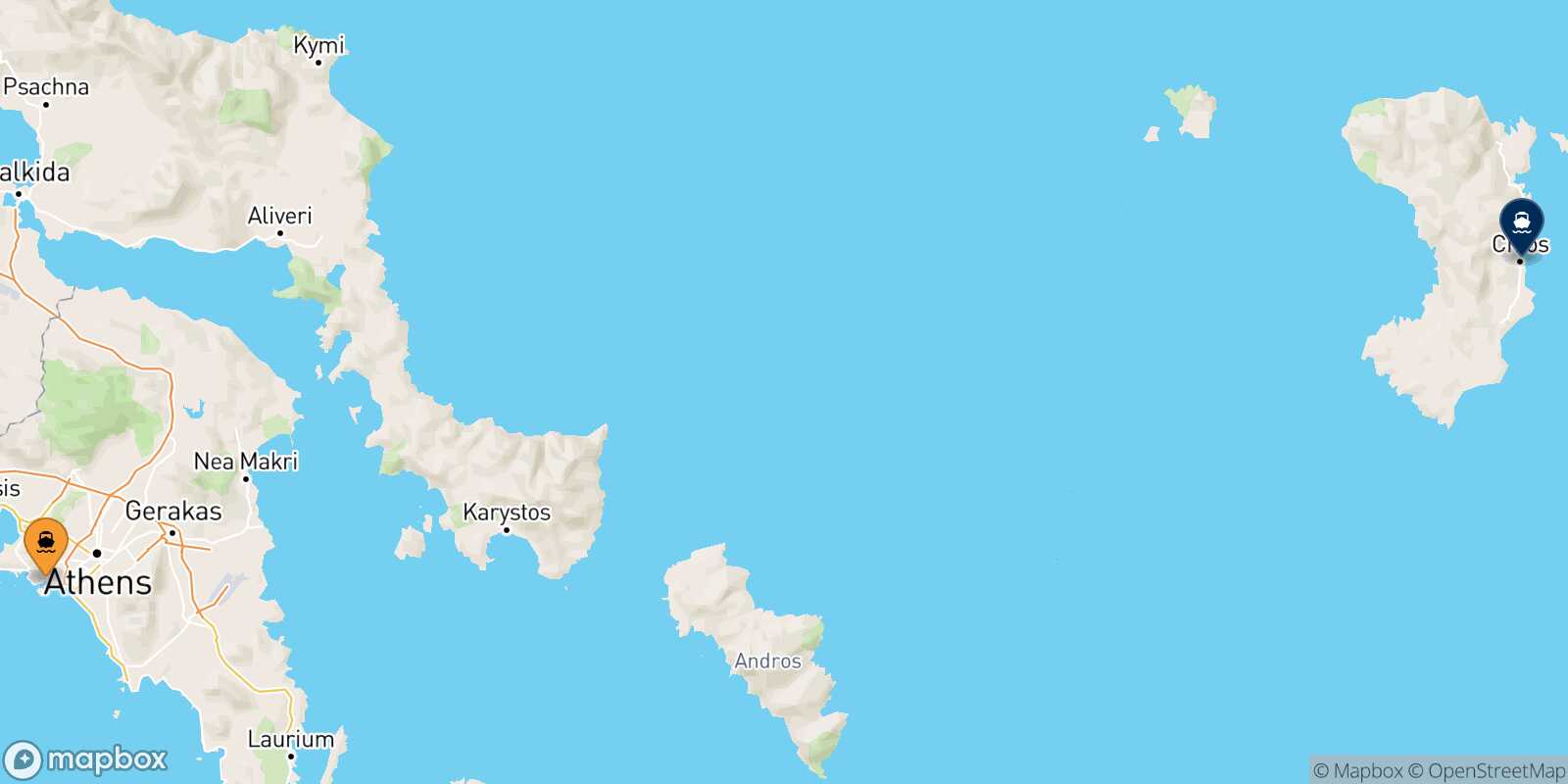 Mappa della rotta Pireo Mesta Chios