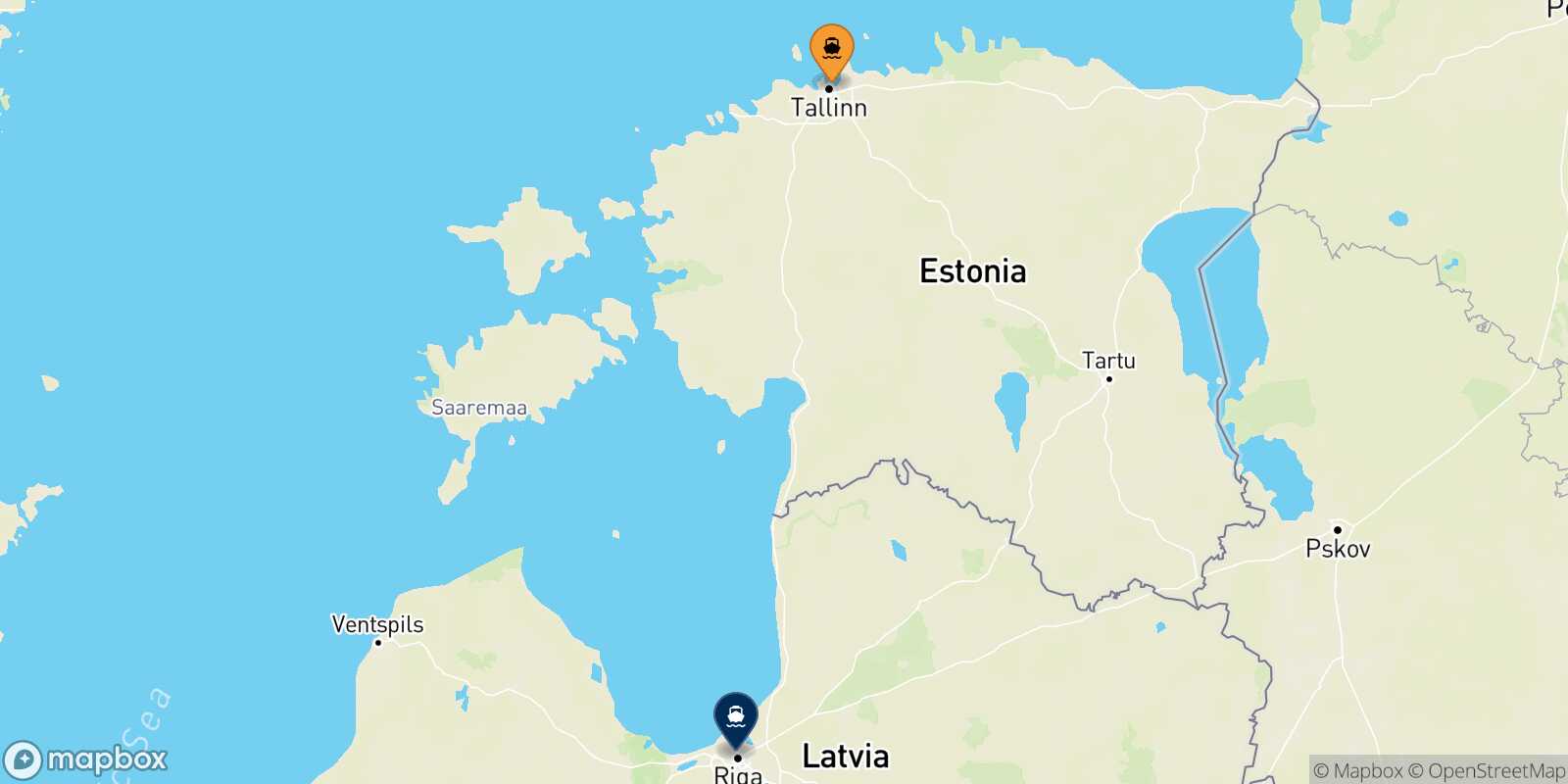Mappa della rotta Tallinn Riga