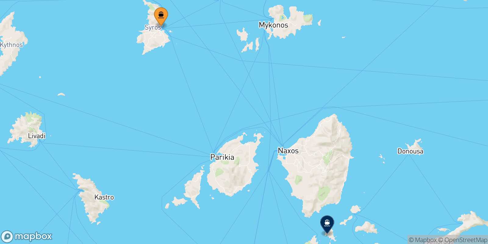 Mappa della rotta Syros Schinoussa